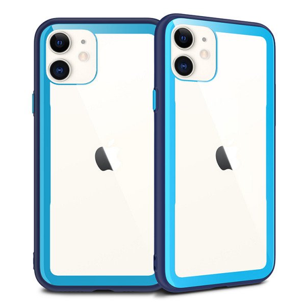 Wholesale iPhone 11 (6.1in) Clear Slim Matte Hybrid Bumper Case (Navy Blue)
